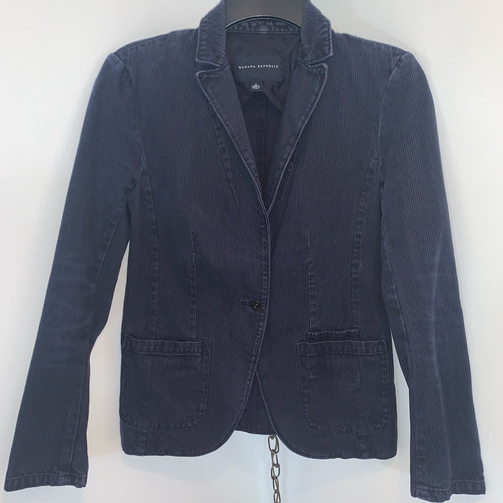 Banana Republic Denim Pinstripe Blazer - Picture 1 of 11